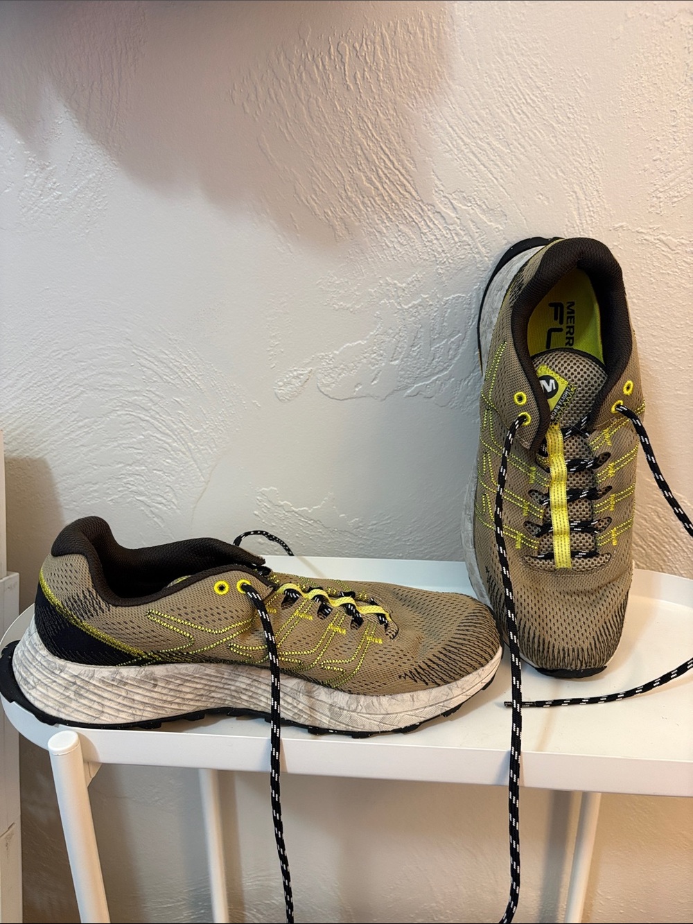 Merrell Men's Tan Athletic Sneakers with Yellow Accents